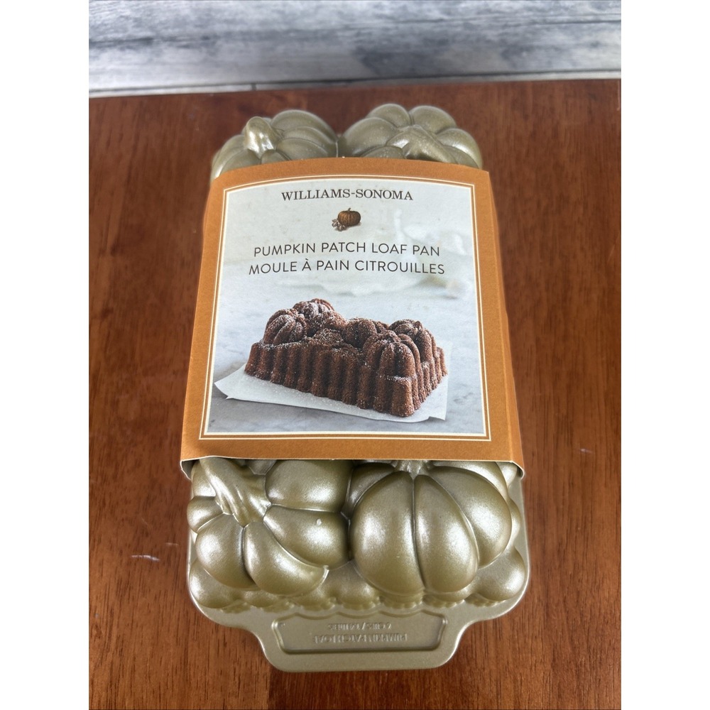 Williams-Sonoma Nordic Ware Pumpkin Patch Loaf Pan USA NEW Cast Aluminum 6 Cups